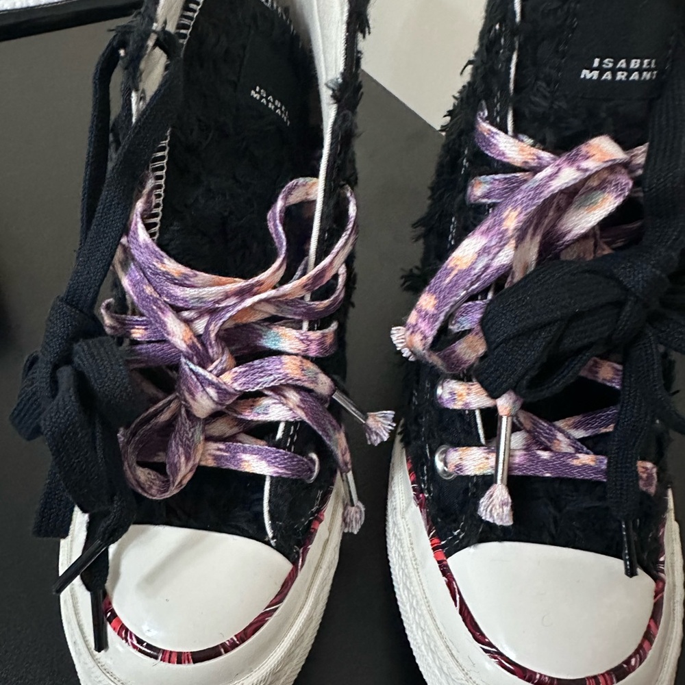 Isabel Marant X Converse Black and Purple Women's Wedge Sneakers. Size down .5